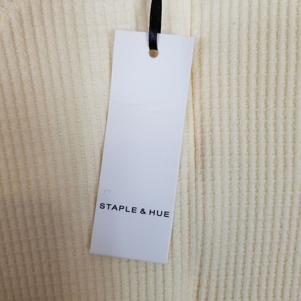 Staple&Hue Cream Ribbed Long Sleeve Ruched Knit Dress - Picture 9 of 9